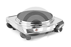 Portable single burner electric stove isolated on white