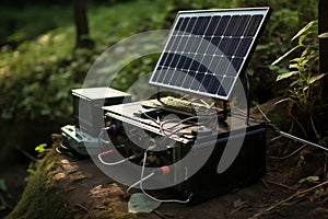 portable Solar Panel for Outdoor Camping: Beach Adventure. Ai