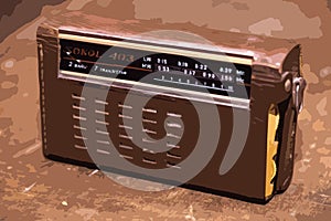 Portable Soviet radio Sokol-403. Vector drawing from photo