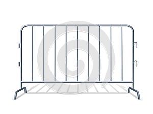 Portable steel fence. Steel construction element.Realistic detailed illustration on a white background