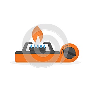 Portable stove flat design illustration