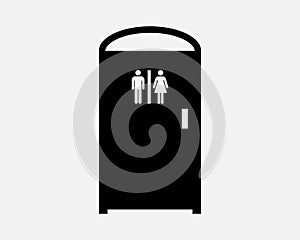 Portable Toilet Icon Public Restroom Bathroom WC Room Sanitary Hygiene Lavatory Male Female Shape Sign Symbol EPS Vector