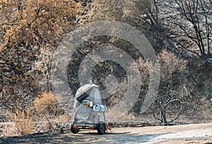 Portable toilet melts from the wildfire near Lake Berryessa