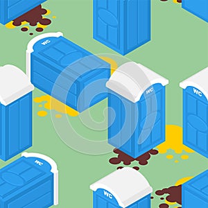 Portable toilet pattern seamless. WC Street palstic background. vector texture