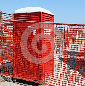 Portable toilet with portable toilets on a construction site