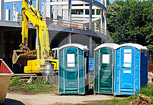 Portable toilets at the construction site