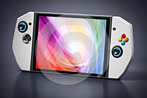 Portable video game console isolated on black background. 3D illustration