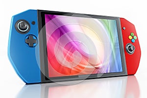 Portable video game console isolated on white background. 3D illustration