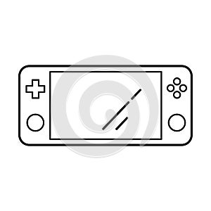 Portable video game console. Vector outline icon isolated on white background