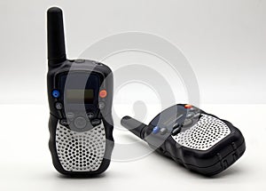Portable Walkie-Talkie sets isolated on white background. Vintage technology
