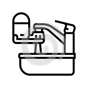 portable water filter for faucet line icon vector illustration