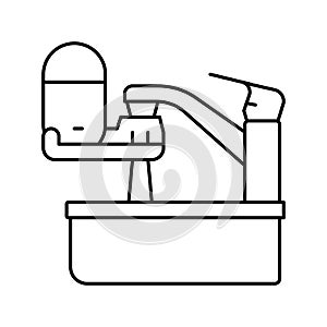 portable water filter for faucet line icon vector illustration