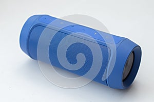 Portable wireless bluetooth speaker on white background