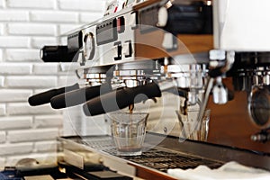 Portafilter Cafe Coffee Restaurant Prepare Machine Concept