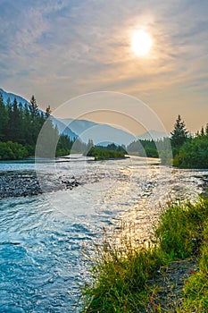 Portage Glacier River Chugach Mountains, Alaska landscape photography.