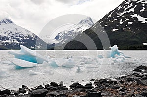 Portage lake with iceberg, Alaska