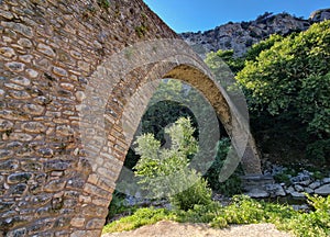 Portaikos River single arch Bridge at Pyli, Greece