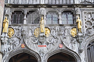 The portal of the Basilica of holy blod.BRUGES, BELGIUM