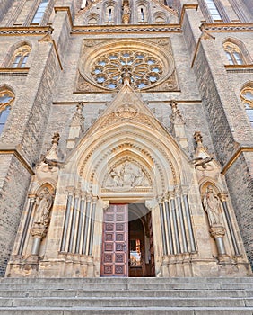 Portal of Church of St. Ludmila (1892) in Prague