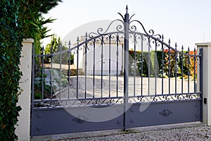 Portal classic steel aluminum grey metal gate and door home access garden house