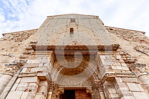 The portal, decorated with animal and vegetable motifs of Abbey Sant Antimo Abbazia di Sant Antimo