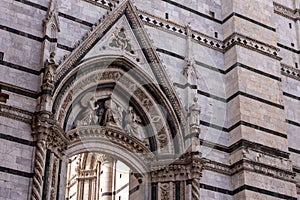 Portal decoration of the aisle enlarged transept of the Siena cathedral