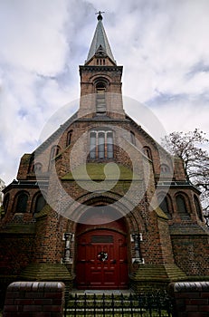 Portal and doors in a Protestant Gothic church