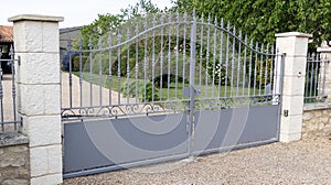 Portal grey classic metal home gate classic old ancien house garden door photo