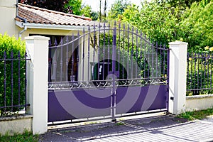 Portal grey classic metal home gate classic old ancien house garden gray door photo