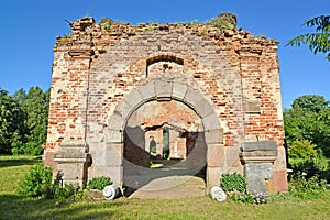 Portal of Lutheran church Lyappinen`s Alto 1703. Settlement Big Banks, Kaliningrad region