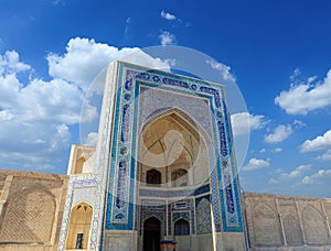 The portal of  mosque named  Poi Kalon at Bukhara Uzbekistan