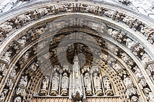 Portal over the main entrance to Notre Dame du Sablon (Church of Our Blessed Lady of the Sablon), Brussels