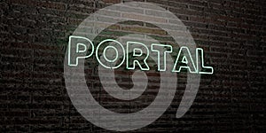 PORTAL -Realistic Neon Sign on Brick Wall background - 3D rendered royalty free stock image