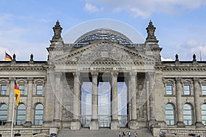 Portal of the Reichstag building german goverment with inscrip