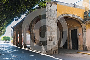 Portals of an old house in the town of Indaparapeo, Michoacan