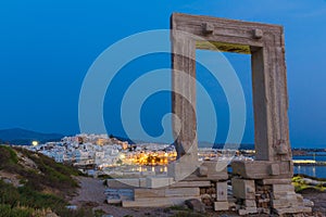 Portara in Chora town, Naxos island, Cyclades, Aegean, Greece