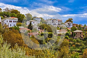 Portaria village aerial view, Pelion, Greece