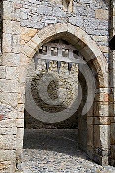 Portcullis in the gate of a medieval Irish castle