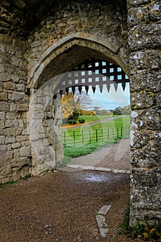 Portcullis in stone archway