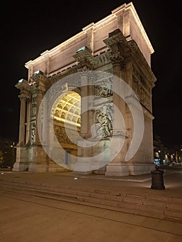 Porte d`Aix, Marseille by night