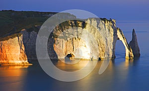 The porte d`aval at night