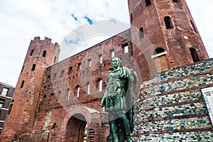 Porte Palatine, Romanic ancient architecture in Turin, Italy