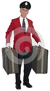 Porter, Baggage Handler, Doorman, Hotel Employee, Isolated photo