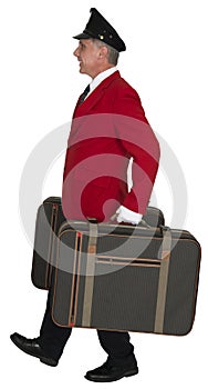 Porter, Baggage Handler, Doorman, Hotel Employee, Isolated photo