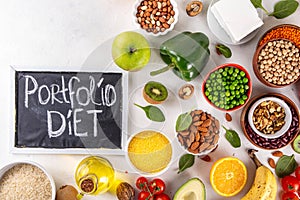 Portfolio Diet, balanced vegan food background