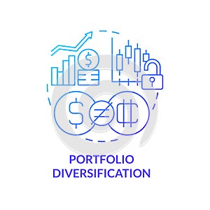 Portfolio diversification blue gradient concept icon