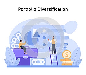 Portfolio Diversification concept. Balancing financial holdings to minimize risk