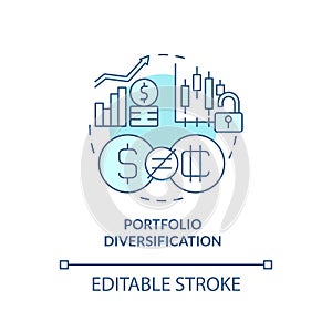 Portfolio diversification turquoise concept icon
