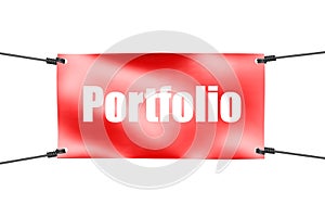 Portfolio word with red banner