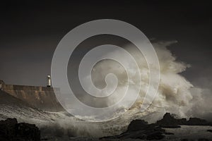 Porthcawl lighthouse and storm